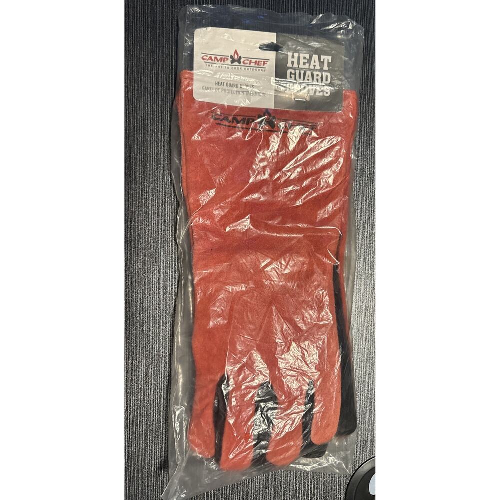 Camp Chef, Heat Guard GLV-15 Protective Leather Gloves for BBQ or Kitchen, Red